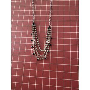 White and Black crystal rhinestone necklace 3 strands 23"
